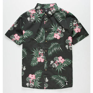 Disney x Neff Short Sleeve Button Up Mens Small Mickey Tropical Floral Poolside
